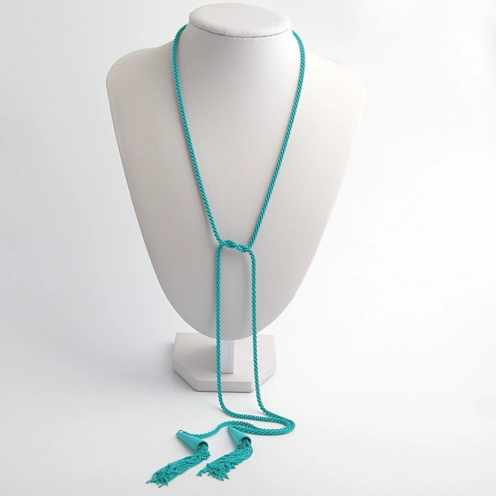 Kendra Scott Colorful Green Enamel Rope Button Knot Long Necklace